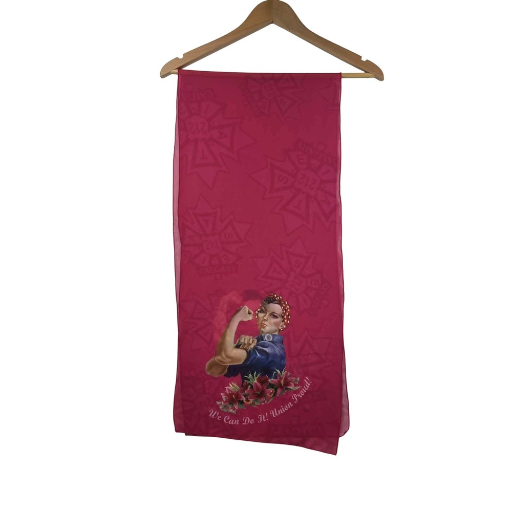 Calgary Rosie the Riveter Union Proud Sheer Pink Scarf Graphic Print